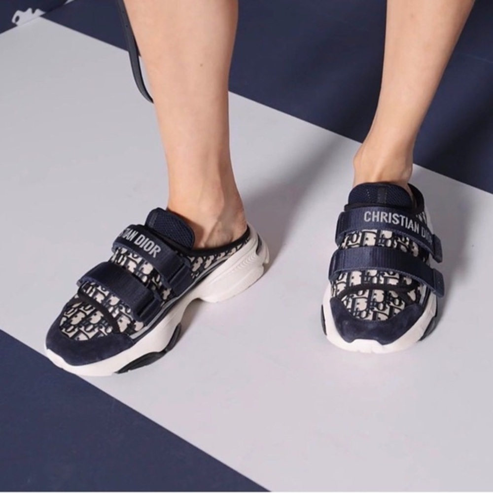 Dior - D-Wander Deep Blue Dior Oblique Technical Fabric Slip On Sneakers - Picture 3 of 15